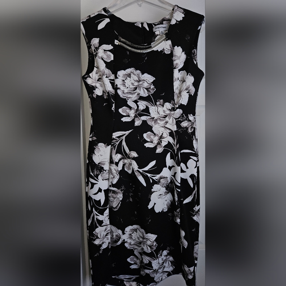 Shelby & Palmer Monochrome Floral Midi Dress